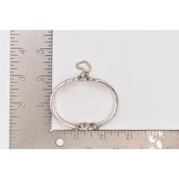 Vintage Precious Spoon Handle Small Bangle Bracelet Silver Tone Heart Charm Bin2 - Picture 12 of 12